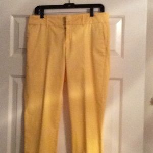 Yellow wide band cropped pants